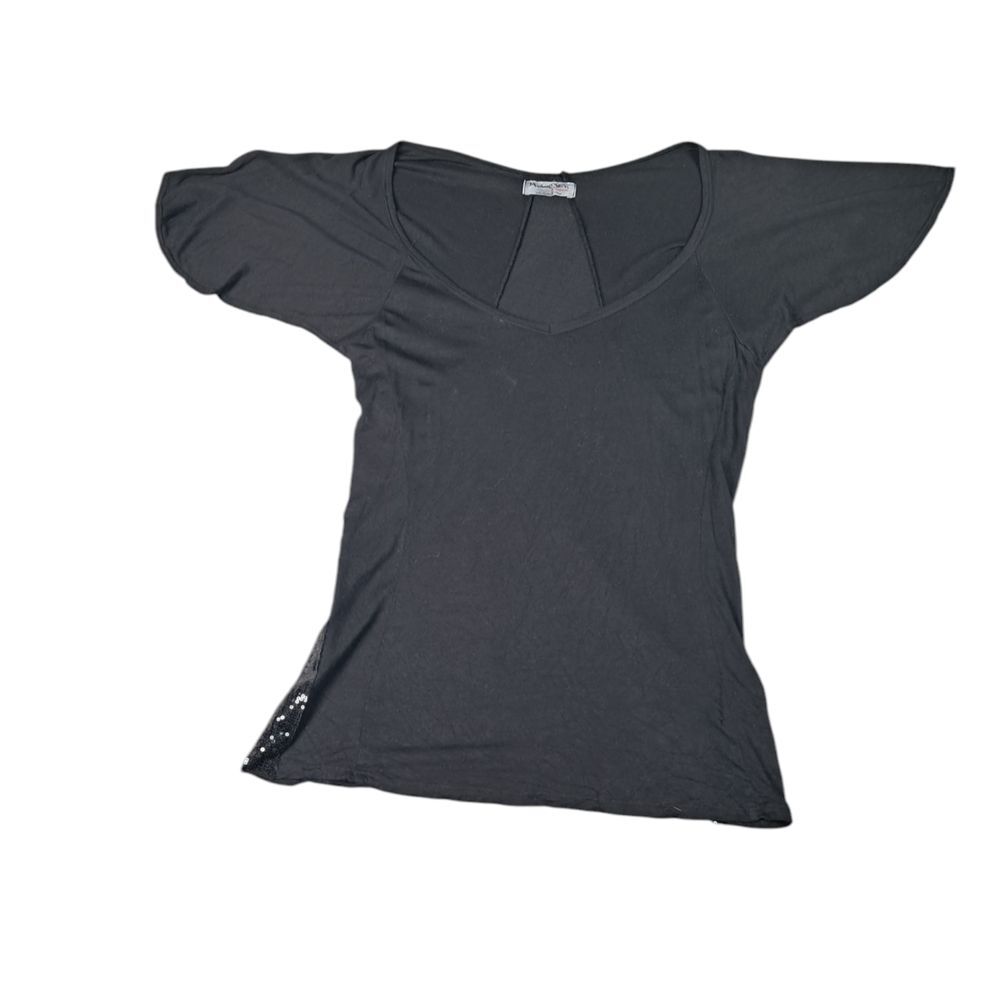 Michael‎ Stars Micro Modal Black Short Sleeve Pullover Womens Top One Size